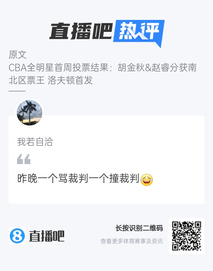 CBA全明星票王和裁判有緣？吧友熱評：一個罵裁判一個撞裁判